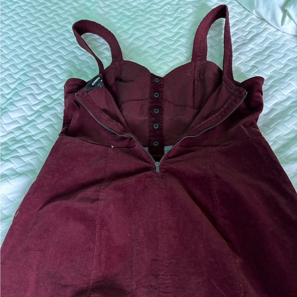 EXPRESS Burgundy/red corduroy mini dress - Picture 2 of 4